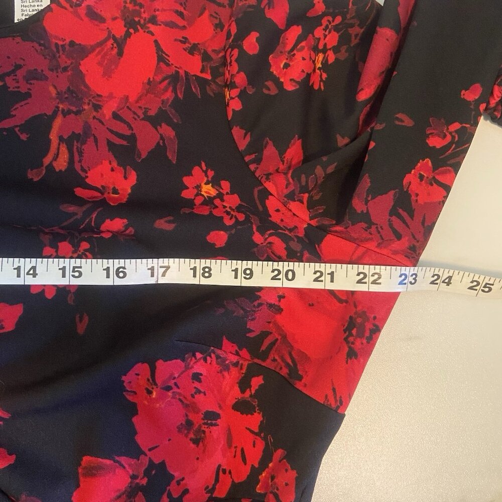 Adorne Dress Women's 16 W Red Black Floral Side Tie Ruffle Party Holiday Wedding - Picture 10 of 12